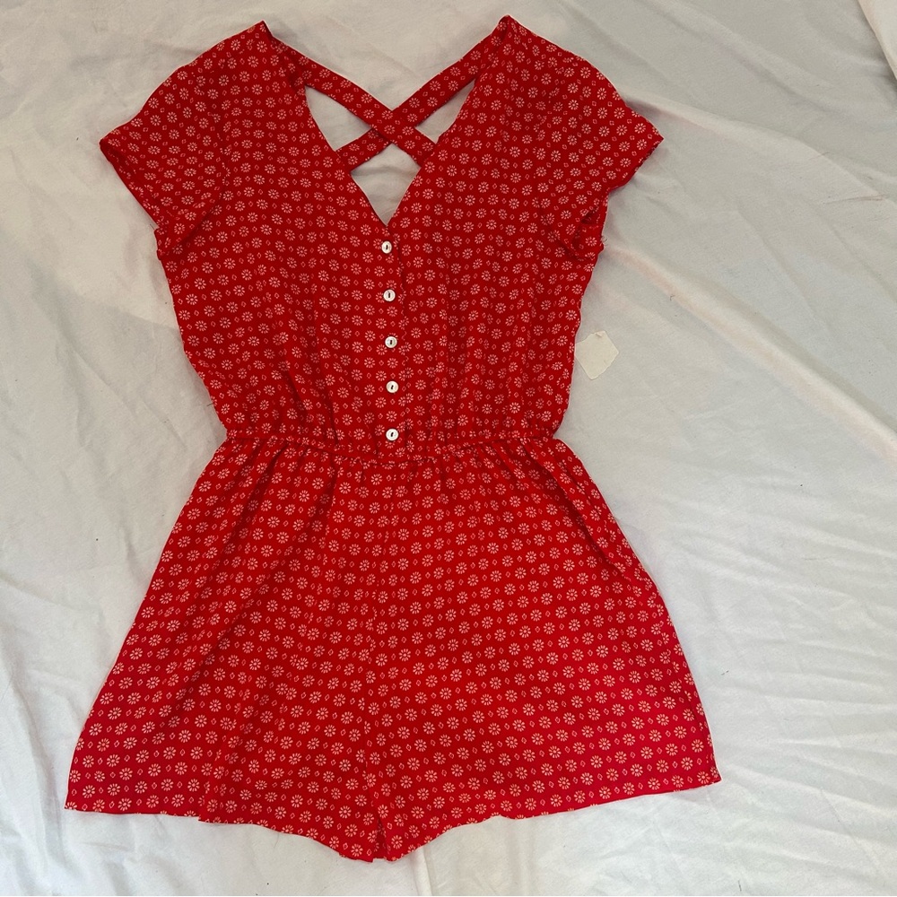 As U Wish Red Floral Romper